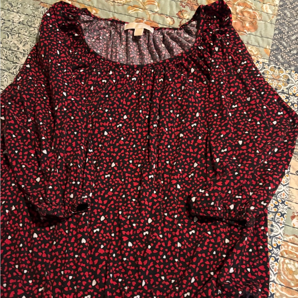 Michael Kors Red and Black Abstract Top